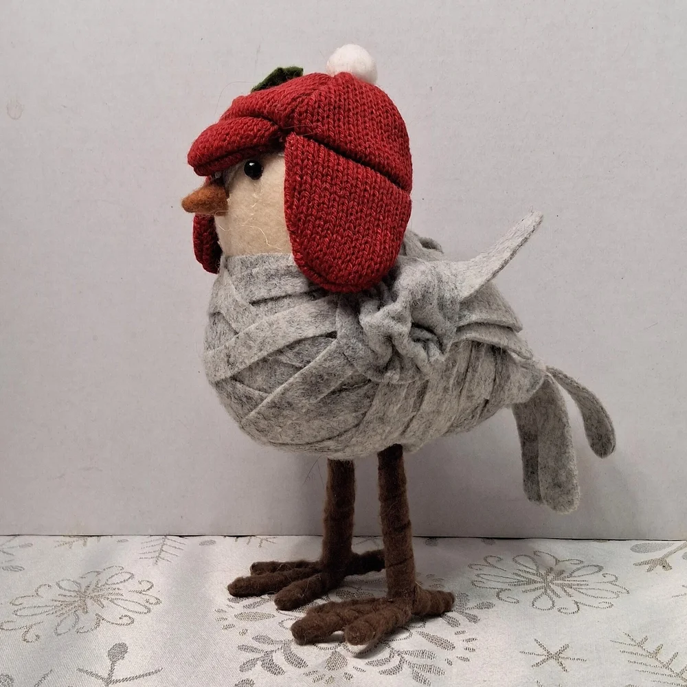 Winter Bird Figurine Decoration Red Hat & Gray Scarf Decor Target Wondership